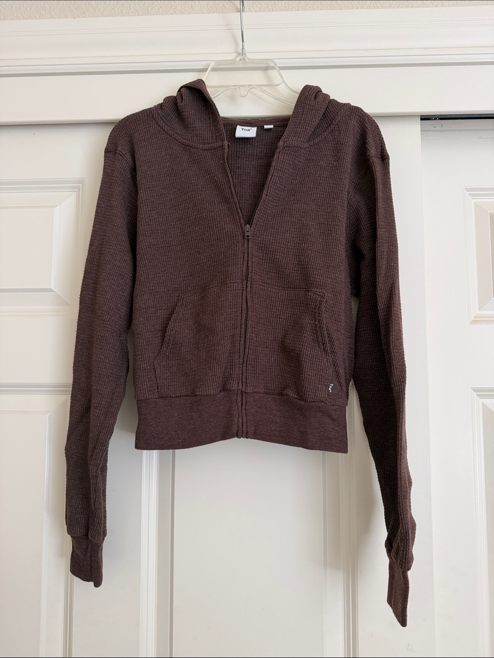 Aritzia TNA waffle knit zip hoodie